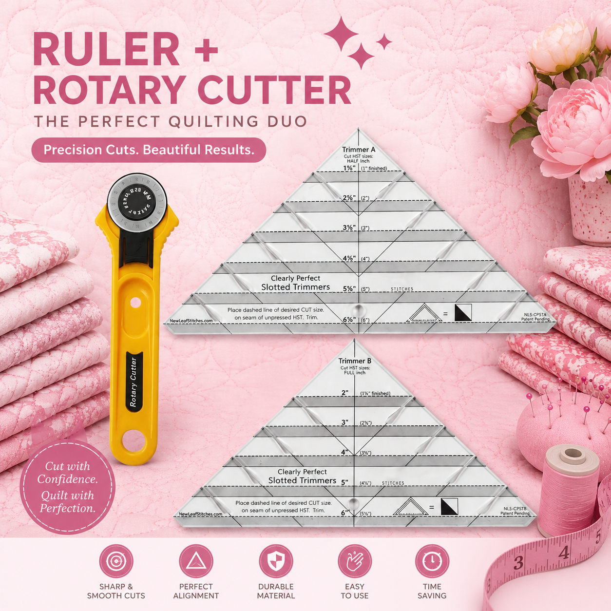 Slotted Quilting Ruler - Cut Perfect Triangles