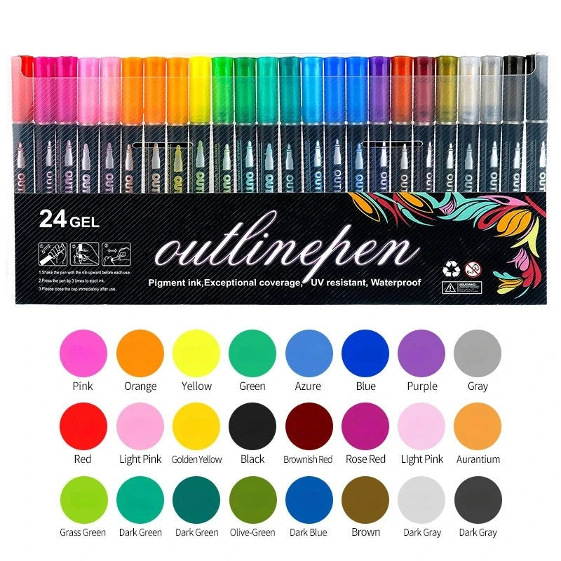 Coloreon – Double-Line Fluorescent Contour Pen Set
