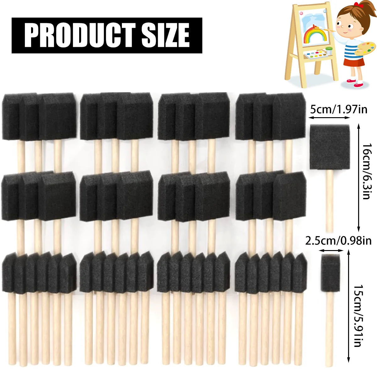SpongeFlow – 50-Piece Foam Brush Set