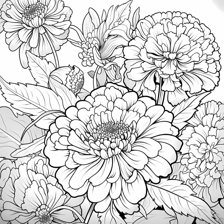 BloomedEase – 20-Page Adult Flower Coloring Book