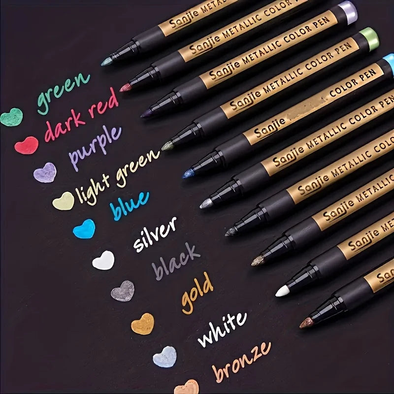MetalShine – 10pcs Metallic Marker Pen Set