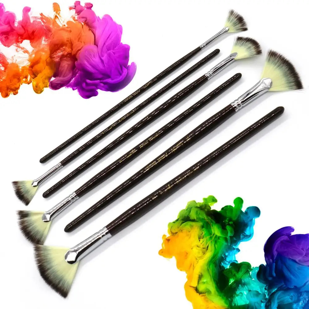 FanBrushPro – 6-Piece Fan-Shaped Nylon Hair Paint Brush Set