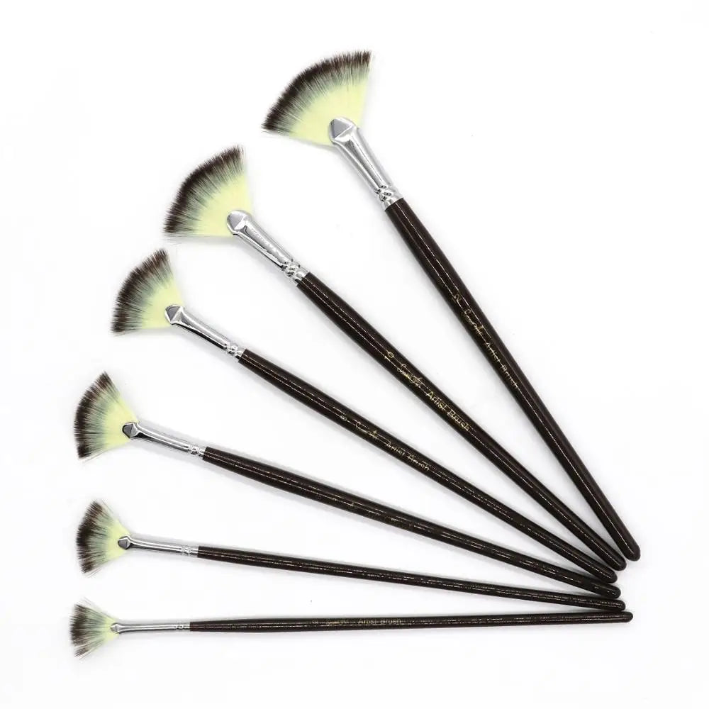 FanBrushPro – 6-Piece Fan-Shaped Nylon Hair Paint Brush Set
