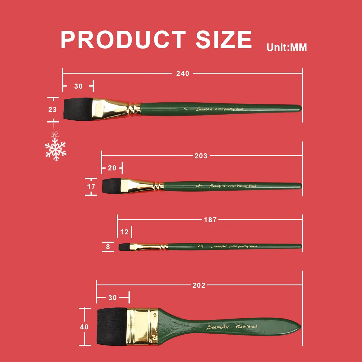 ArtFur – Green Nylon Flat Artist Paint Brush