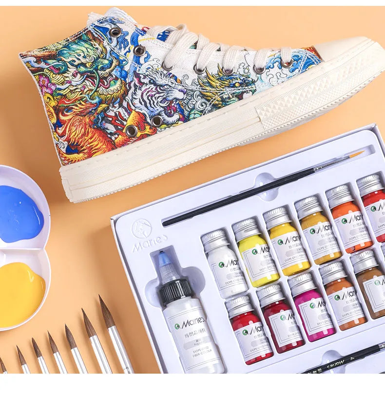 Fibrixa – 12 Colors Permanent Fabric Paint Set