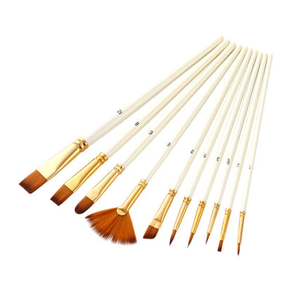 Artelio – 10-Piece Nylon Paint Brush Set
