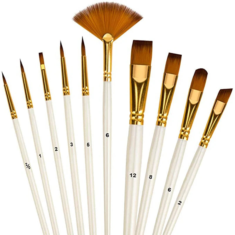 Artelio – 10-Piece Nylon Paint Brush Set