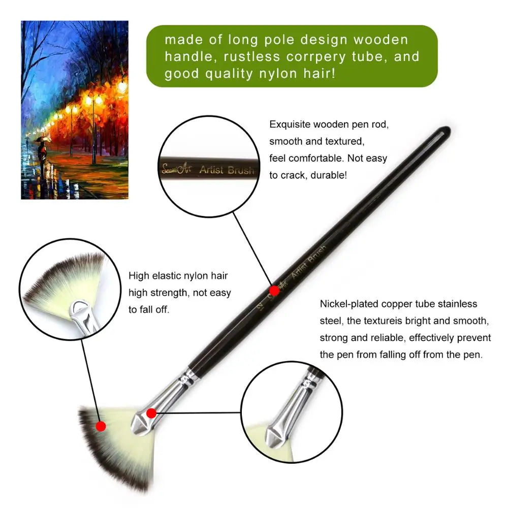 FanBrushPro – 6-Piece Fan-Shaped Nylon Hair Paint Brush Set