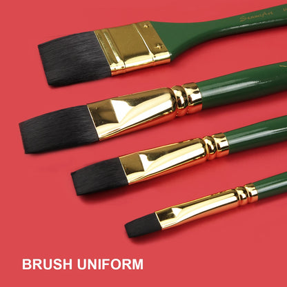 ArtFur – Green Nylon Flat Artist Paint Brush