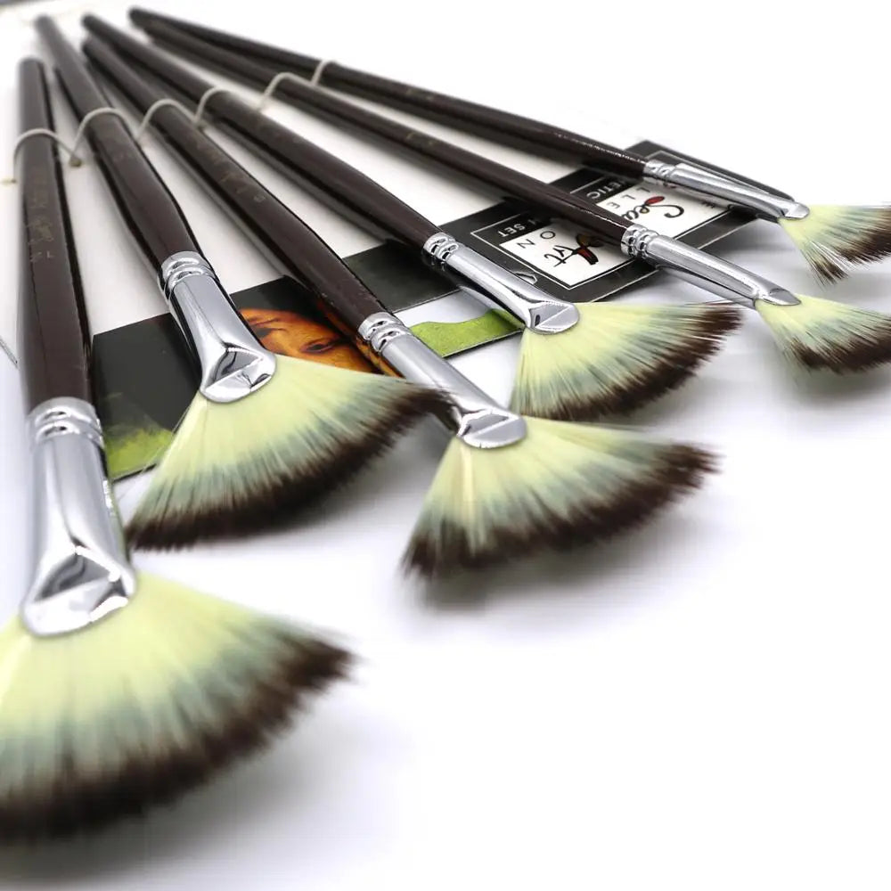 FanBrushPro – 6-Piece Fan-Shaped Nylon Hair Paint Brush Set