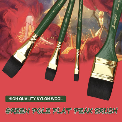 ArtFur – Green Nylon Flat Artist Paint Brush