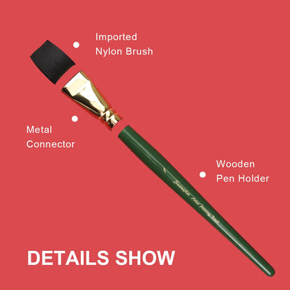 ArtFur – Green Nylon Flat Artist Paint Brush