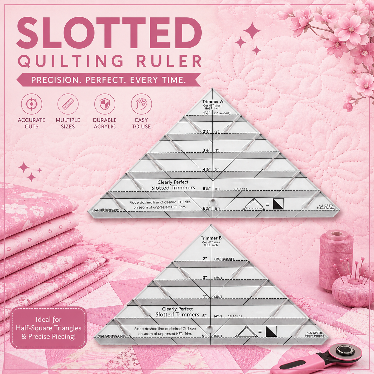 Slotted Quilting Ruler - Cut Perfect Triangles