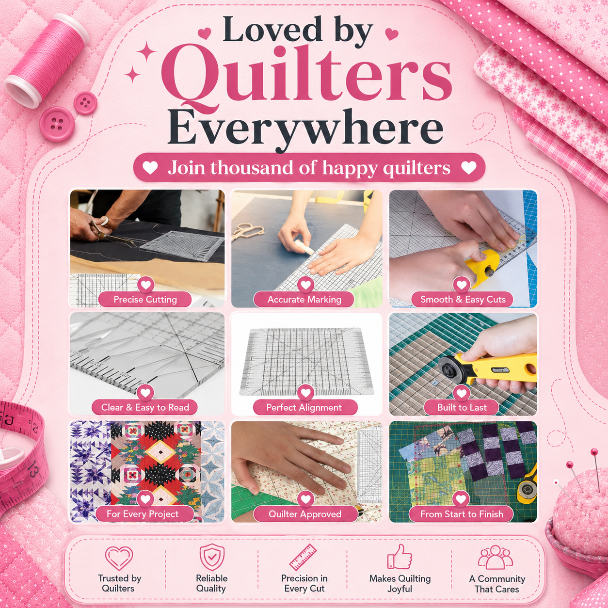 QuiltMaster - 5 in 1 Cutting Ruler Template