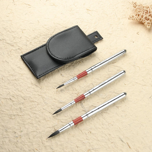 AquaCarry – 3pcs Watercolor Brush Set with PU Travel Case