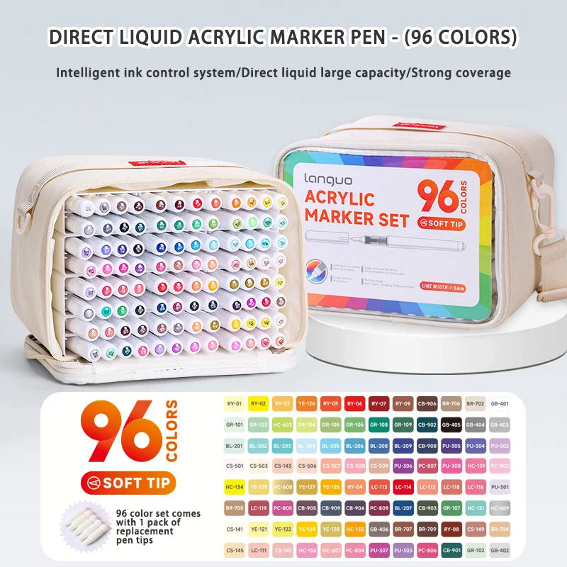HueLinx – 9 Piece Soft Brush Acrylic Marker Set