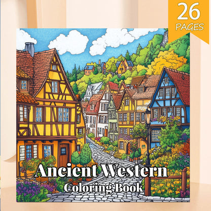 HeritageHue – Ancient Western Floral Coloring Book for Adults