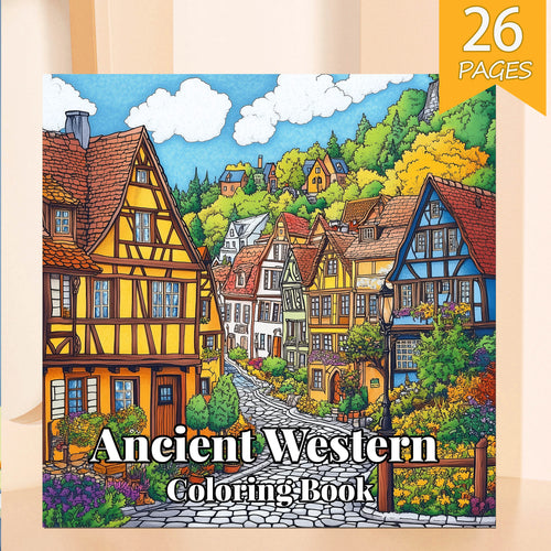 HeritageHue – Ancient Western Floral Coloring Book for Adults
