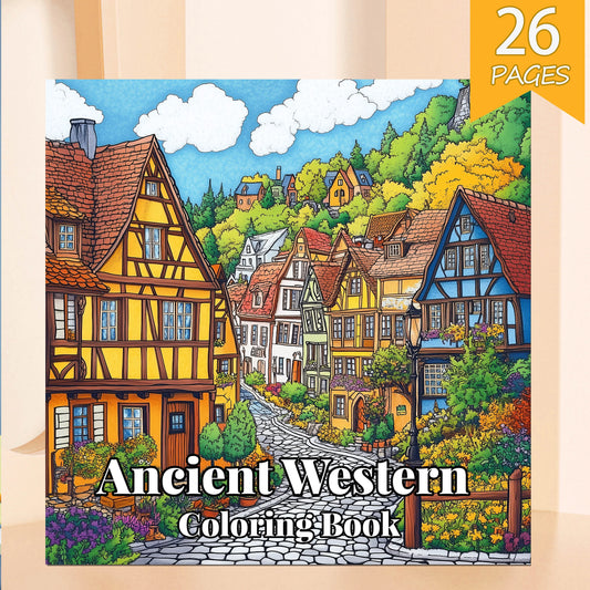 HeritageHue – Ancient Western Floral Coloring Book for Adults