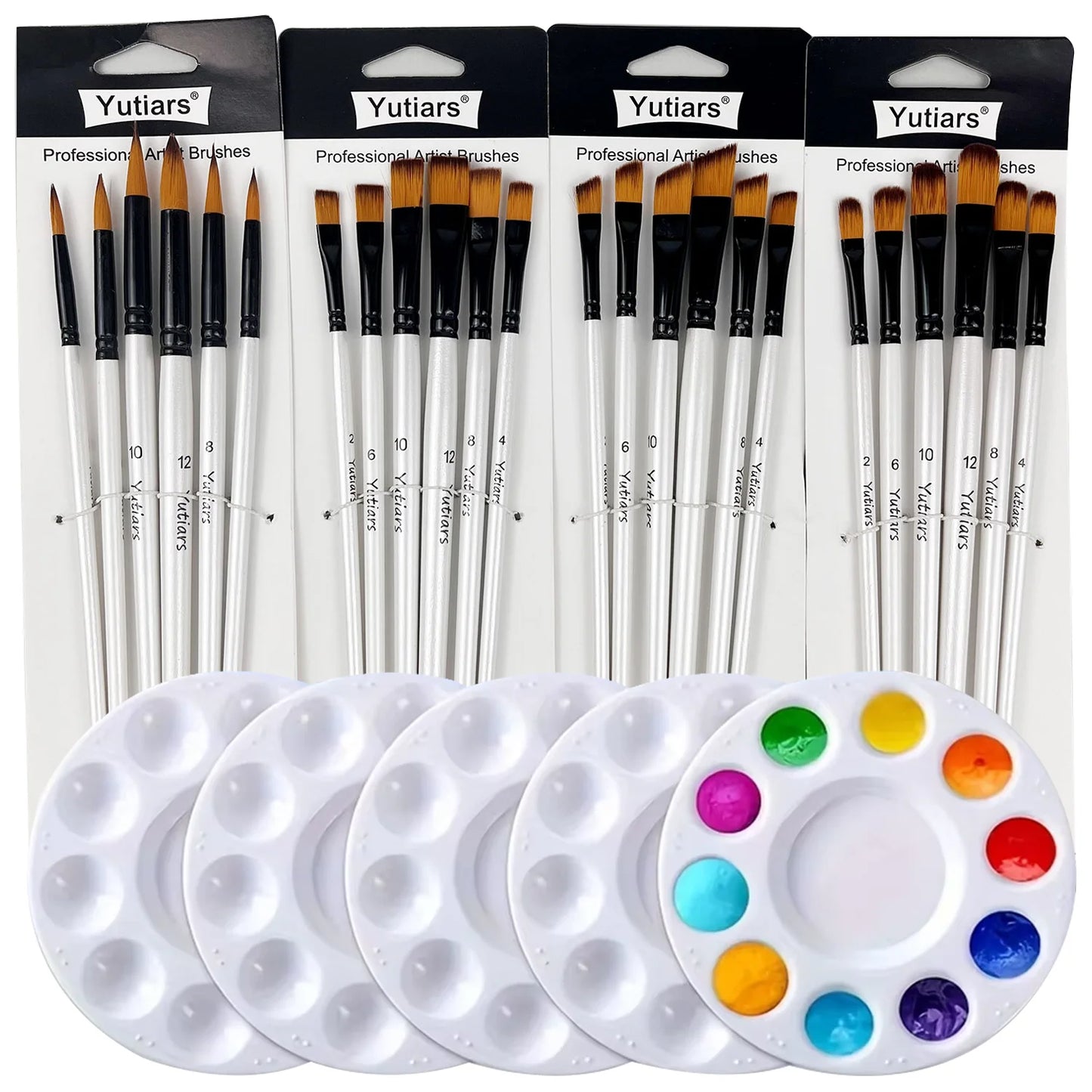 PaletteCraft – 24 Brushes & 5 Painting Palettes Set