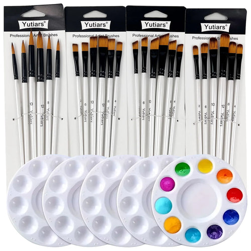 PaletteCraft – 24 Brushes & 5 Painting Palettes Set