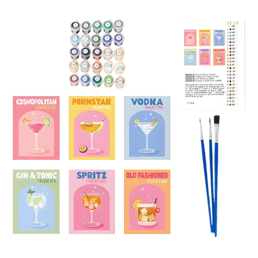 ColorSip – 6 Pack Paint by Numbers Art Kit