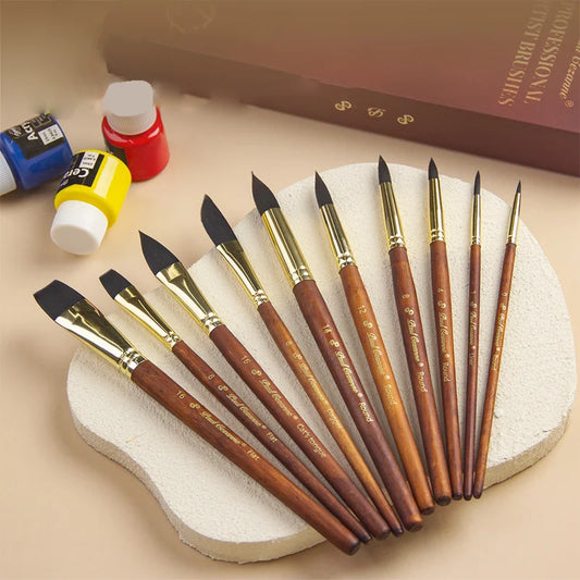BrushWood – Walnut Wood Copper Tube Paint Brush Set