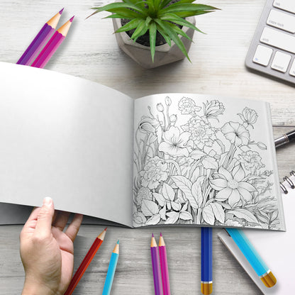 BloomedEase – 20-Page Adult Flower Coloring Book