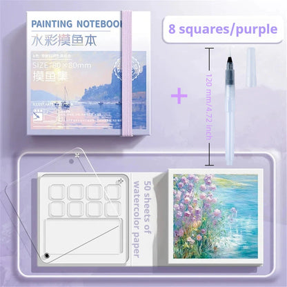 AquaNote – Portable Mini Watercolor Sketchbook with Paint Tray