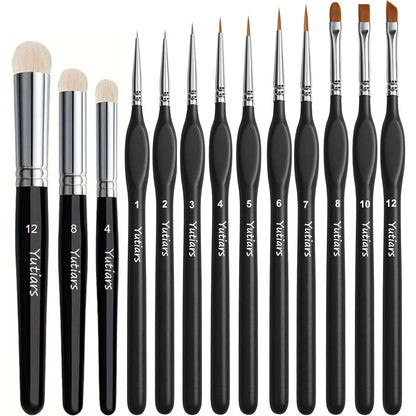 DetailCraft – 13-Piece Miniature Drybrush & Fine Detail Paint Brush Set