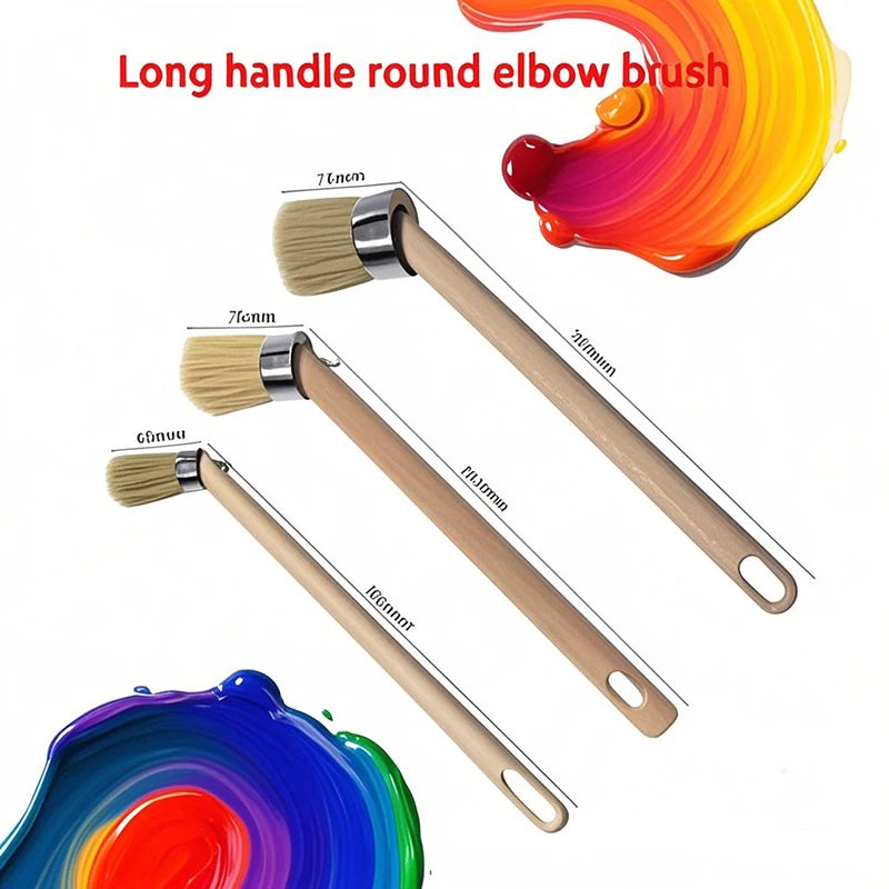 ProBrush – Long Wooden Handle Round Bent White Bristle Brush