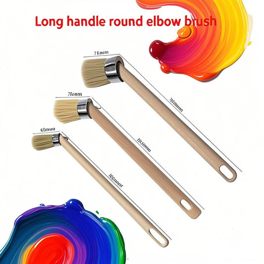 ProBrush – Long Wooden Handle Round Bent White Bristle Brush