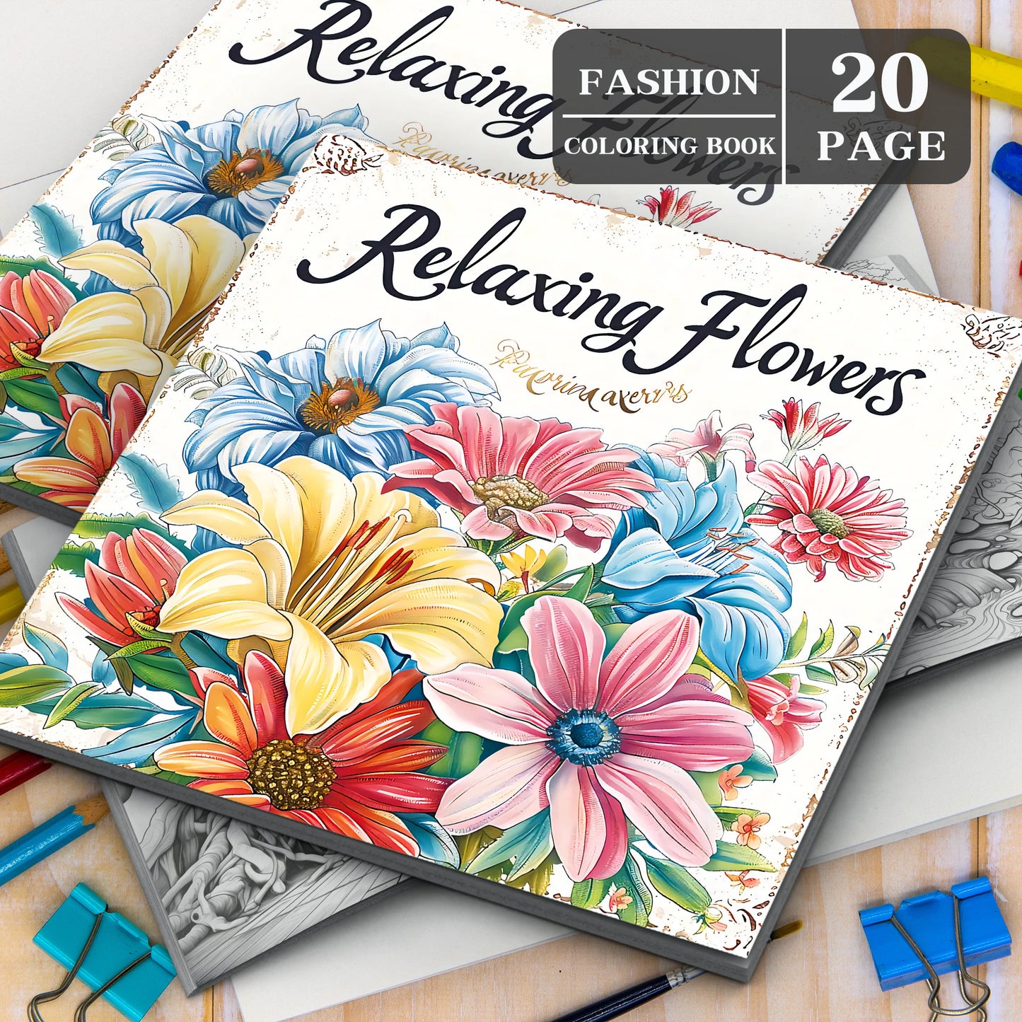 BloomedEase – 20-Page Adult Flower Coloring Book