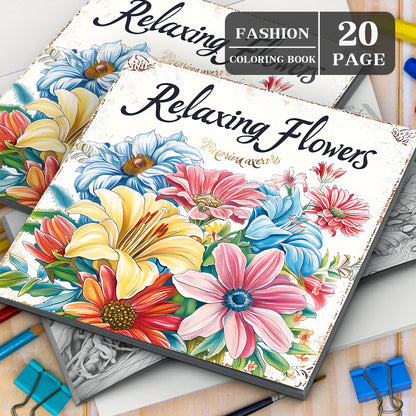 BloomedEase – 20-Page Adult Flower Coloring Book