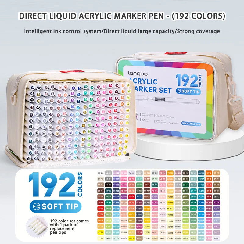 HueLinx – 9 Piece Soft Brush Acrylic Marker Set