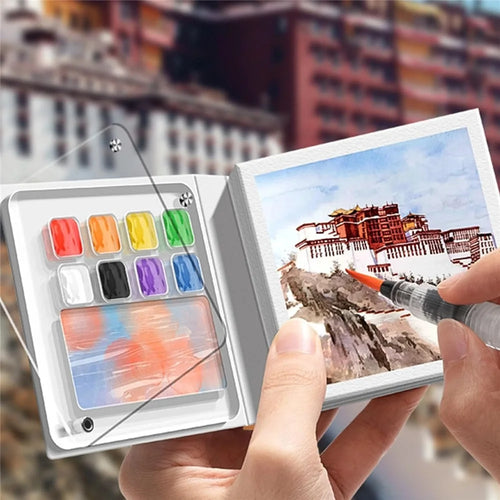 AquaNote – Portable Mini Watercolor Sketchbook with Paint Tray