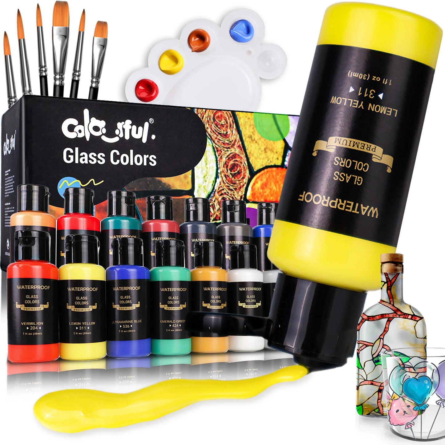 GlassAura – Stain Glass Paint Kit with 14 Colors