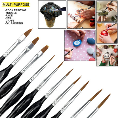 DetailCraft – 13-Piece Miniature Drybrush & Fine Detail Paint Brush Set