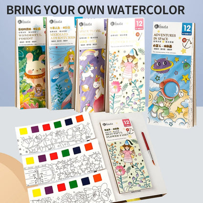 PastelPuff – Kawaii Watercolor Coloring Book Set