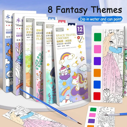 AquaTales – 12-Sheet Portable Watercolor Painting Book