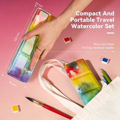 Aquarev – 24-Color Solid Watercolor Travel Set