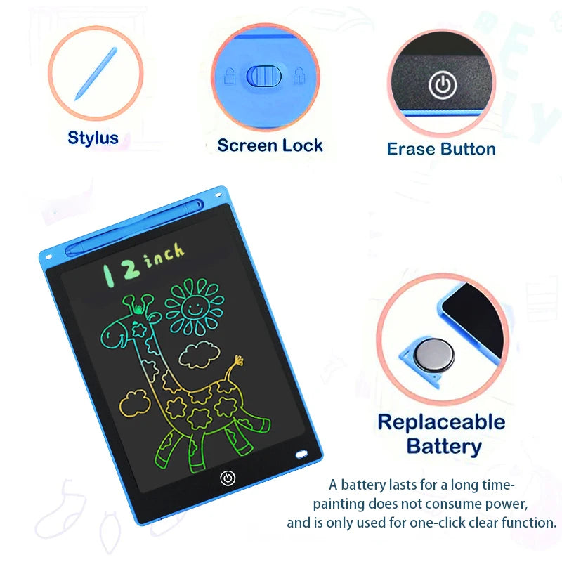 ScribbleGlow – 12-Inch LCD Writing & Drawing Tablet for Kids