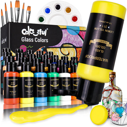 GlassAura – Stain Glass Paint Kit with 14 Colors