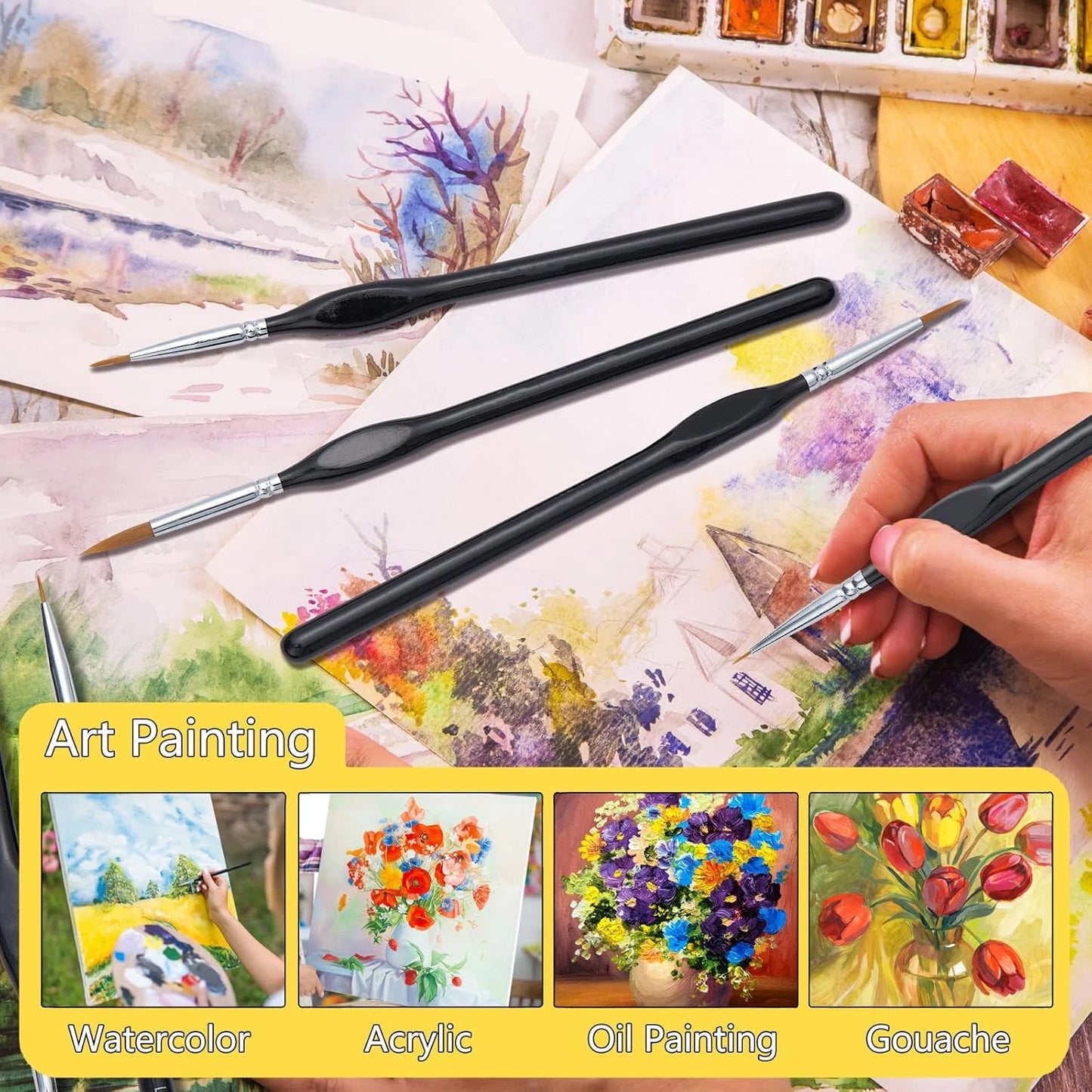DetailCraft – 13-Piece Miniature Drybrush & Fine Detail Paint Brush Set