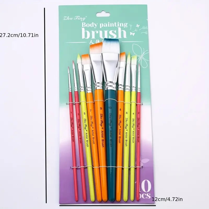 Auraline – 10 Piece Multicolor Watercolor Paint Brush Pen Set
