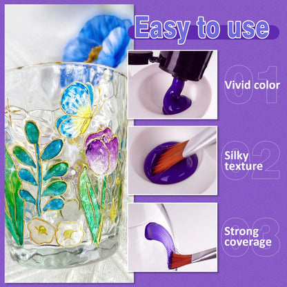 GlassAura – Stain Glass Paint Kit with 14 Colors