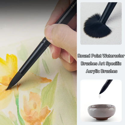 BrushVibe – 8-Piece Black Squirrel Hair Paintbrush Set