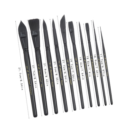 BrushMax – 10-Piece Wooden Handle Painting Brush Set