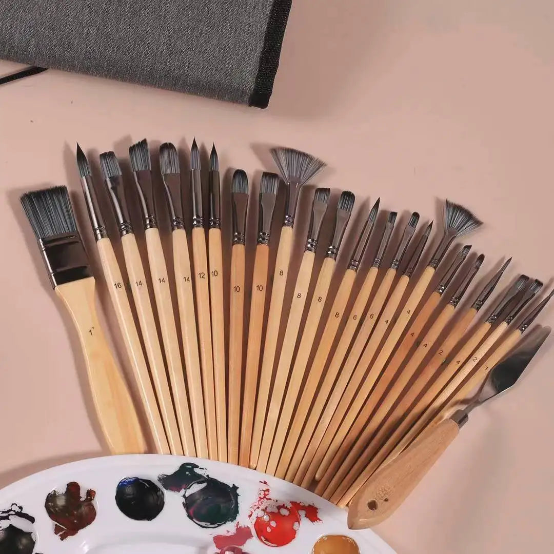 Brushly – 24PCS Nylon Hair Artist Paint Brush Set