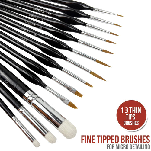 DetailCraft – 13-Piece Miniature Drybrush & Fine Detail Paint Brush Set